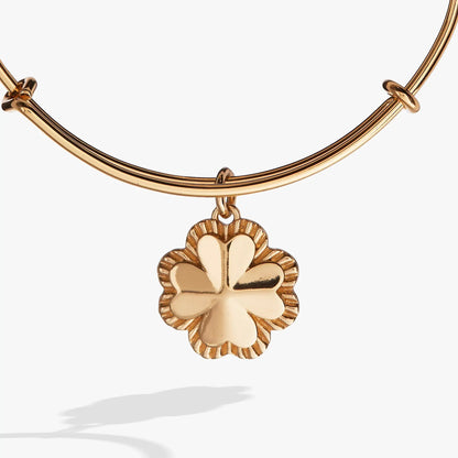 Four Leaf Clover Charm Bangle with Celtic Luck