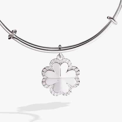 Four Leaf Clover Charm Bangle with Celtic Luck