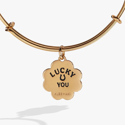 Four Leaf Clover Charm Bangle with Celtic Luck