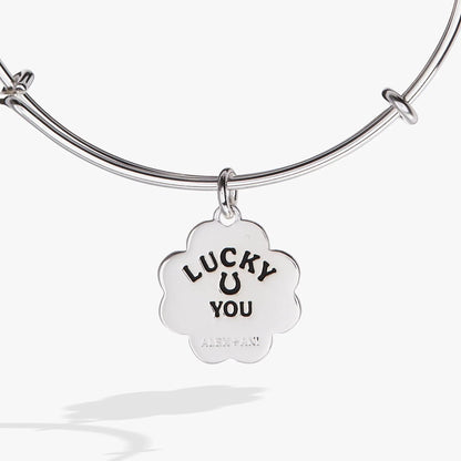 Four Leaf Clover Charm Bangle with Celtic Luck