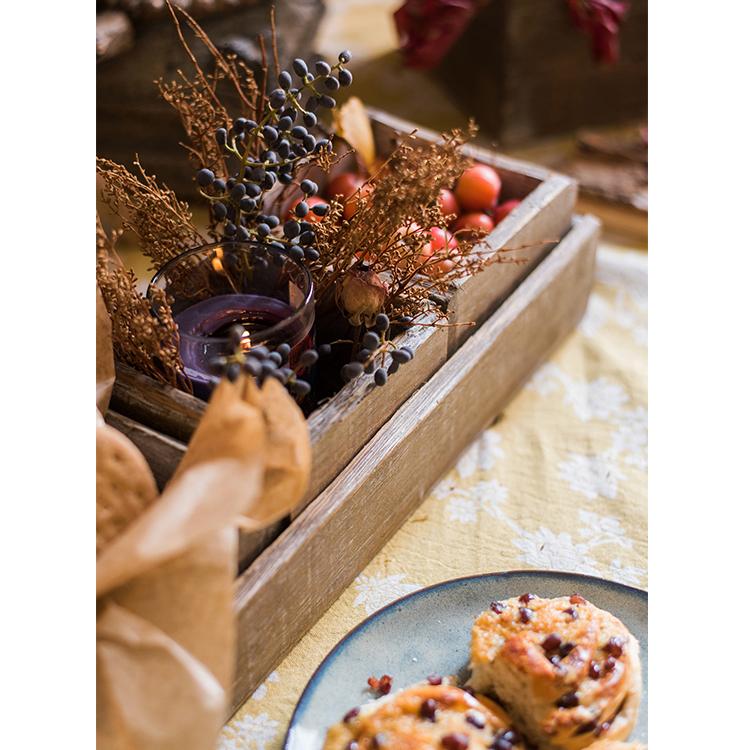 Four Piece Solid Wood Table Box Set by RusticReach, natural wood crate with dried botanicals on Tampa Home & Garden Store