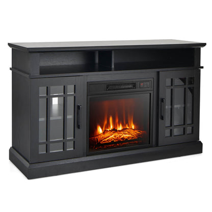 Mueble de TV con chimenea eléctrica de 48 pulgadas con gabinetes para televisores de hasta 55 pulgadas - Marrón