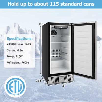 Refrigerador compacto con termostato ajustable y puerta de acero inoxidable-Plateado
