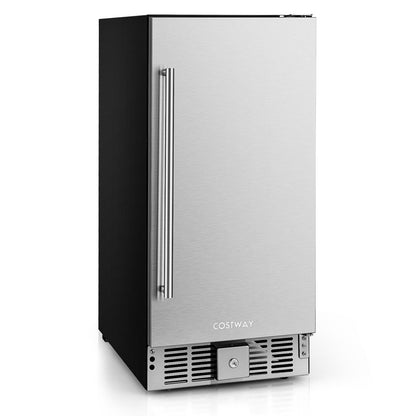 Refrigerador compacto con termostato ajustable y puerta de acero inoxidable-Plateado
