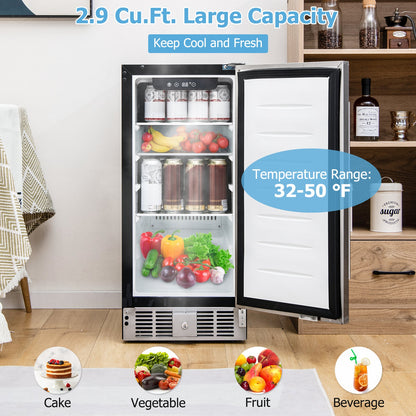 Refrigerador compacto con termostato ajustable y puerta de acero inoxidable-Plateado