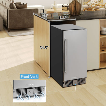 Refrigerador compacto con termostato ajustable y puerta de acero inoxidable-Plateado