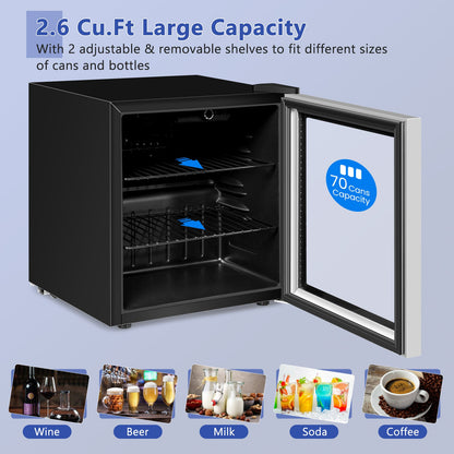 Mininevera para bebidas de 60 latas con puerta de cristal