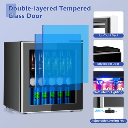 Mininevera para bebidas de 60 latas con puerta de cristal