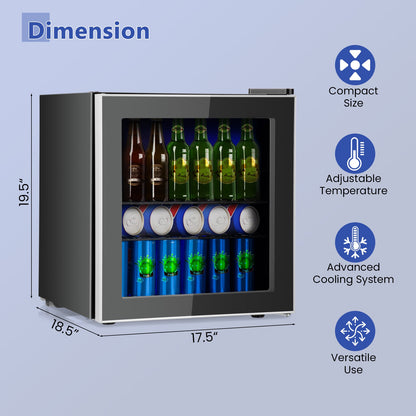 Mininevera para bebidas de 60 latas con puerta de cristal