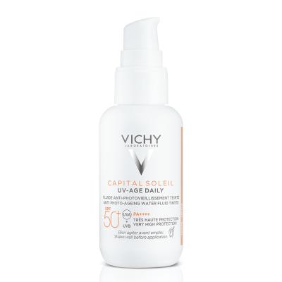 Vichy Capital Soleil UV-Age Daily SPF50+ sunscreen lotion bottle with white pump, 40ml on Tampa Home & Garden Store