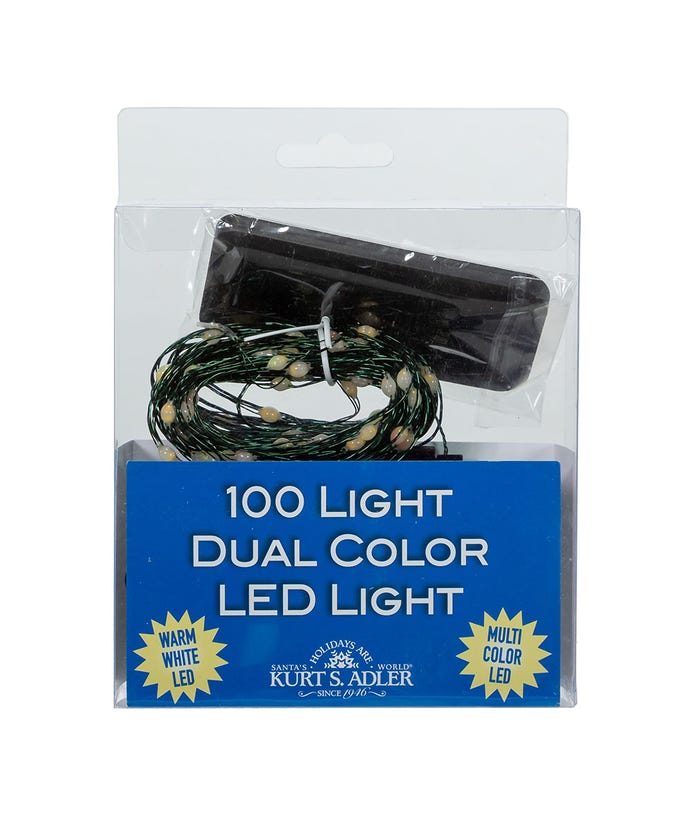 100-Light Battery-Operated Dual Color (Warm White and Multicolored) LED Green Wire Light Set
