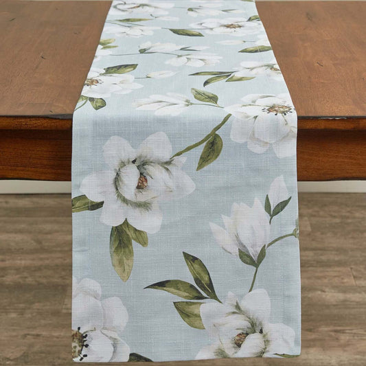Chemin de table à imprimé floral magnolia