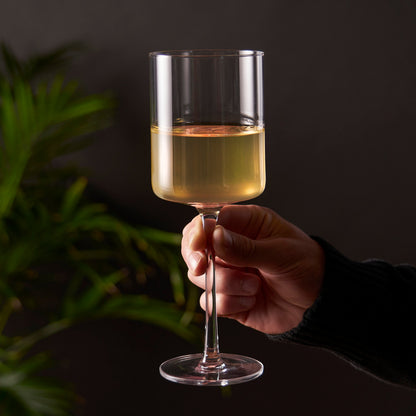 Laurel And Square Crystal White Wine Glasses