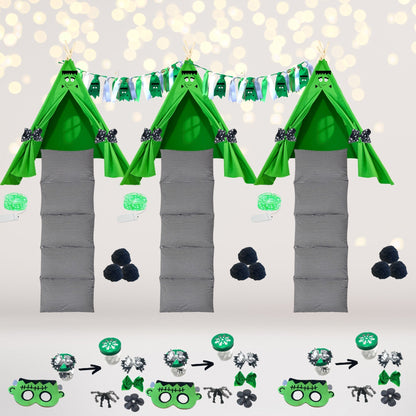 Frankenstein Sleepover Kit with green teepees and garland by Chicky Chicky Bling Bling on Tampa Home & Garden Store