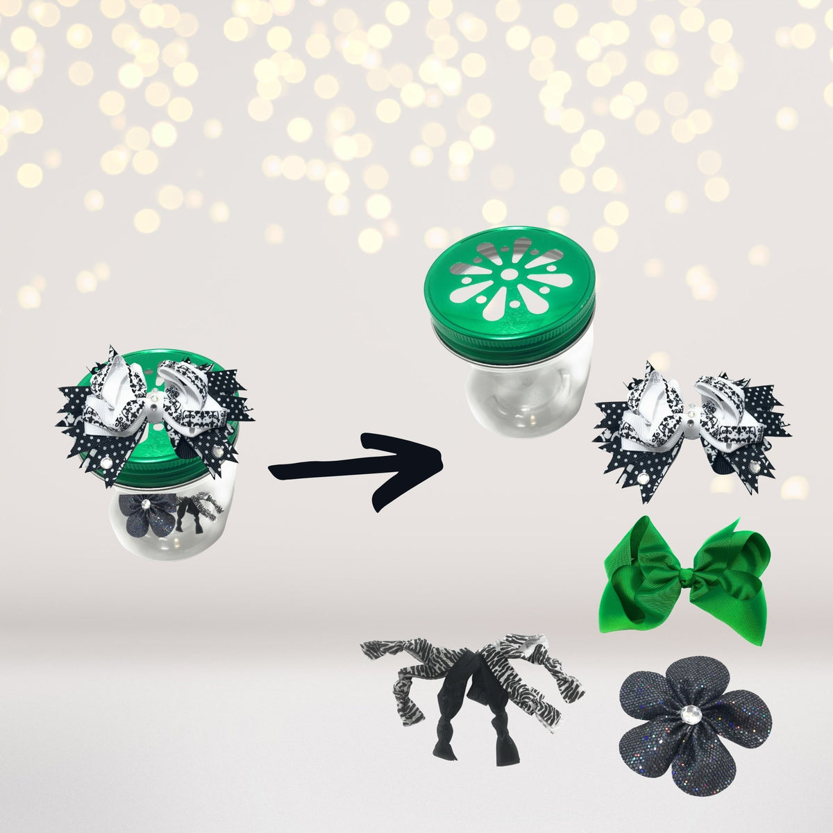 Frankenstein Halloween Party Supplies Pack with two green jars and bows Store on Tampa Home & Garden Store