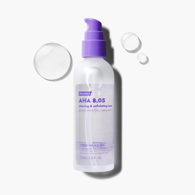 FRANKLY AHA 8.05% Toner bottle with purple pump cap, 100 ml on Tampa Home & Garden Store