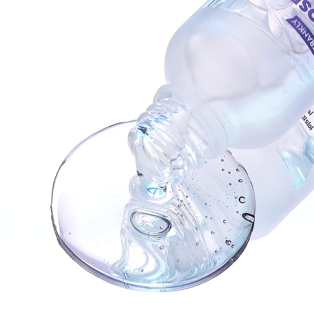 Seoulia FRANKLY Closer Pore Reducing Serum bottle pours clear serum onto glass surface on Tampa Home & Garden Store