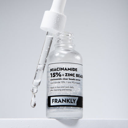 FRANKLY Niacinamide 15% + Zinc Beads Serum bottle with dropper, clear glass, 30ml Seoulia on Tampa Home & Garden Store