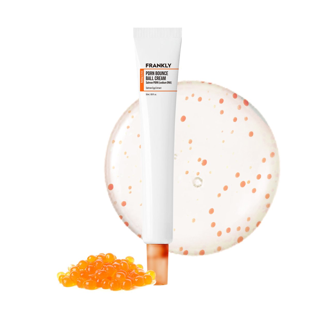 FRANKLY PDRN Bounce Ball Cream 50ml by Seoulia, white tube with orange cap on Tampa Home & Garden Store