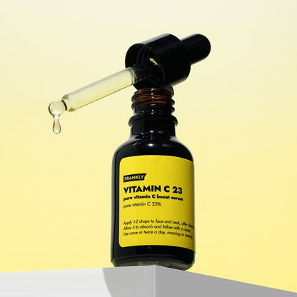FRANKLY Vitamin C 23 serum bottle with dropper, amber glass and yellow label 15ml on Tampa Home & Garden Store