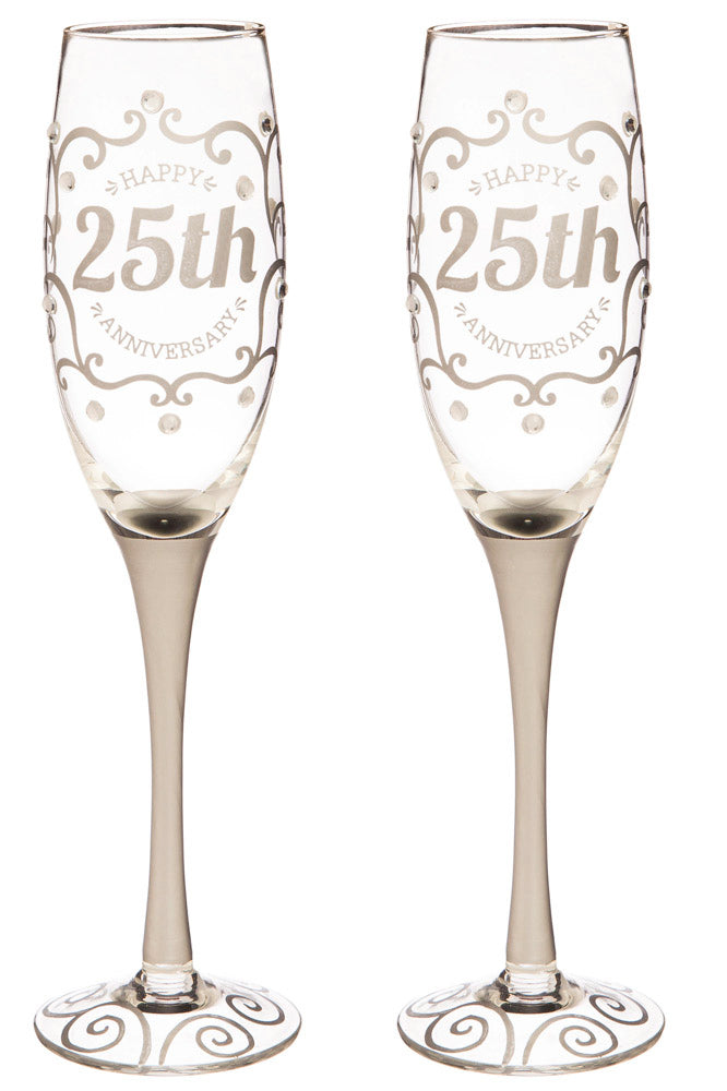 Flûtes à champagne 25e anniversaire - Lot de 2