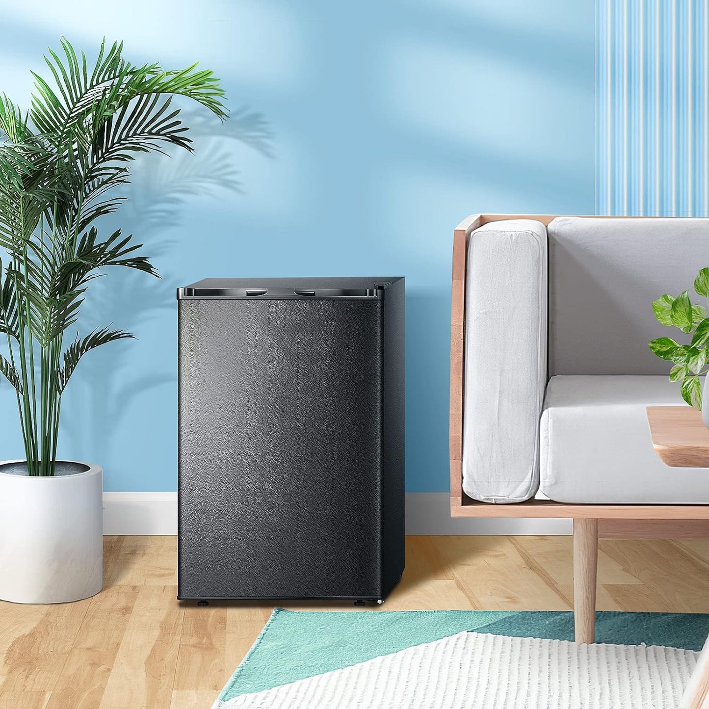 Congélateur vertical autonome avec étagère amovible, thermostat réglable, congélateur vertical compact réversible à une porte 
