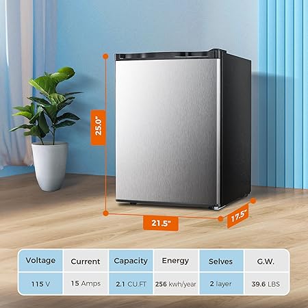 Kismile upright freezer, stainless steel door, 2.1 cu ft, 115V on Tampa Home & Garden Store