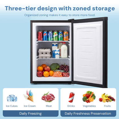 Kismile Free Standing Upright Freezer with Shelf, black exterior on Tampa Home & Garden Store