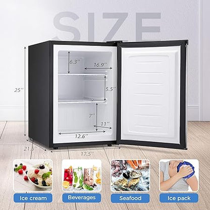 Kismile free standing upright freezer with shelf; black exterior, white interior on Tampa Home & Garden Store