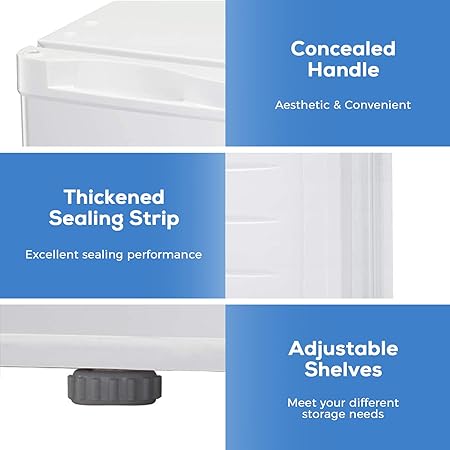 Kismile Free Standing Upright Freezer, white finish, concealed handle, adjustable shelves on Tampa Home & Garden Store