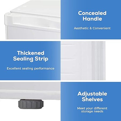 Kismile Free Standing Upright Freezer, white finish, concealed handle, adjustable shelves on Tampa Home & Garden Store
