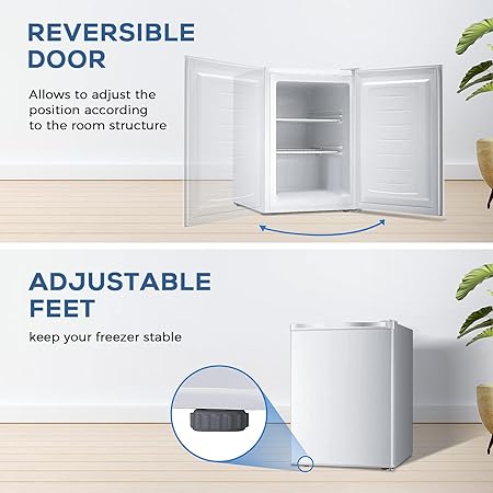 Kismile upright freezer with shelves, white finish, reversible doors, adjustable feet on Tampa Home & Garden Store