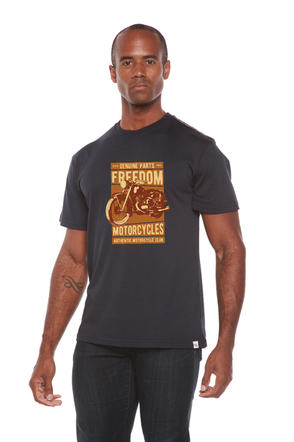 Freedom Motorcycles men's navy graphic T-shirt bamboo viscose/organic cotton by Spun Bamboo on Tampa Home & Garden Store