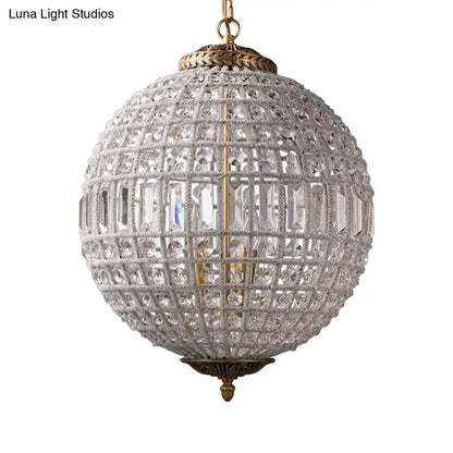 Decorbites French Country Globe Crystal Chandelier brass and crystal sphere pendant light on Tampa Home & Garden Store
