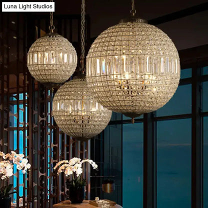 French Country Globe Brass Crystal Chandelier by Decorbites, 3-globes pendant light on Tampa Home & Garden Store