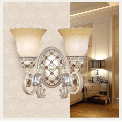 Gold Opaline Wall Sconce pair with frosted opaline shades and crystal accents by Decorbites on Tampa Home & Garden Store