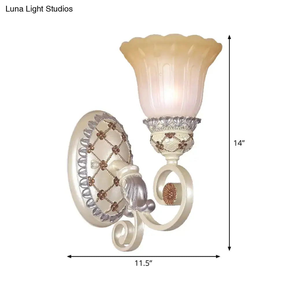 Gold opaline wall sconce with flower-shaped glass shade by Decorbites on Tampa Home & Garden Store
