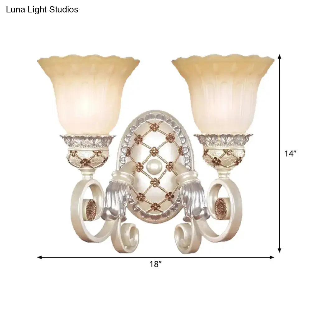 Gold Opaline Wall Sconce by Decorbites with dual amber glass shades and ornate backplate on Tampa Home & Garden Store