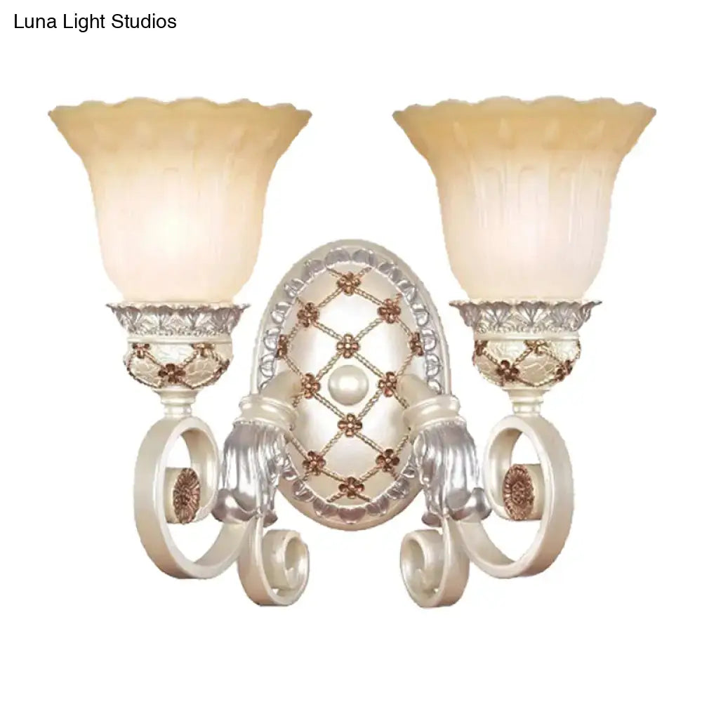 Gold Opaline Wall Sconce by Decorbites with dual ivory glass shades and crystal detailing on Tampa Home & Garden Store