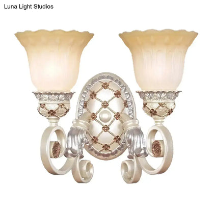 Gold Opaline Wall Sconce by Decorbites with dual ivory glass shades and crystal detailing on Tampa Home & Garden Store