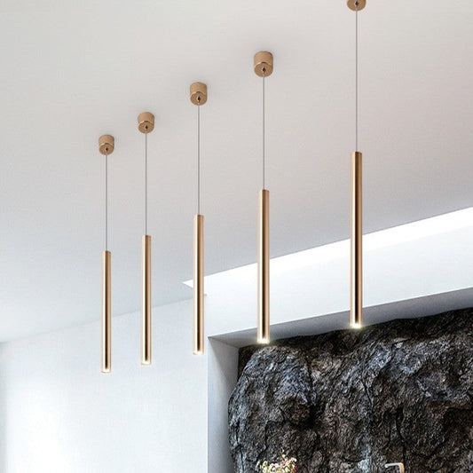 French Gold Long Cylindrical Chandelier - Tampa Home & Garden Store