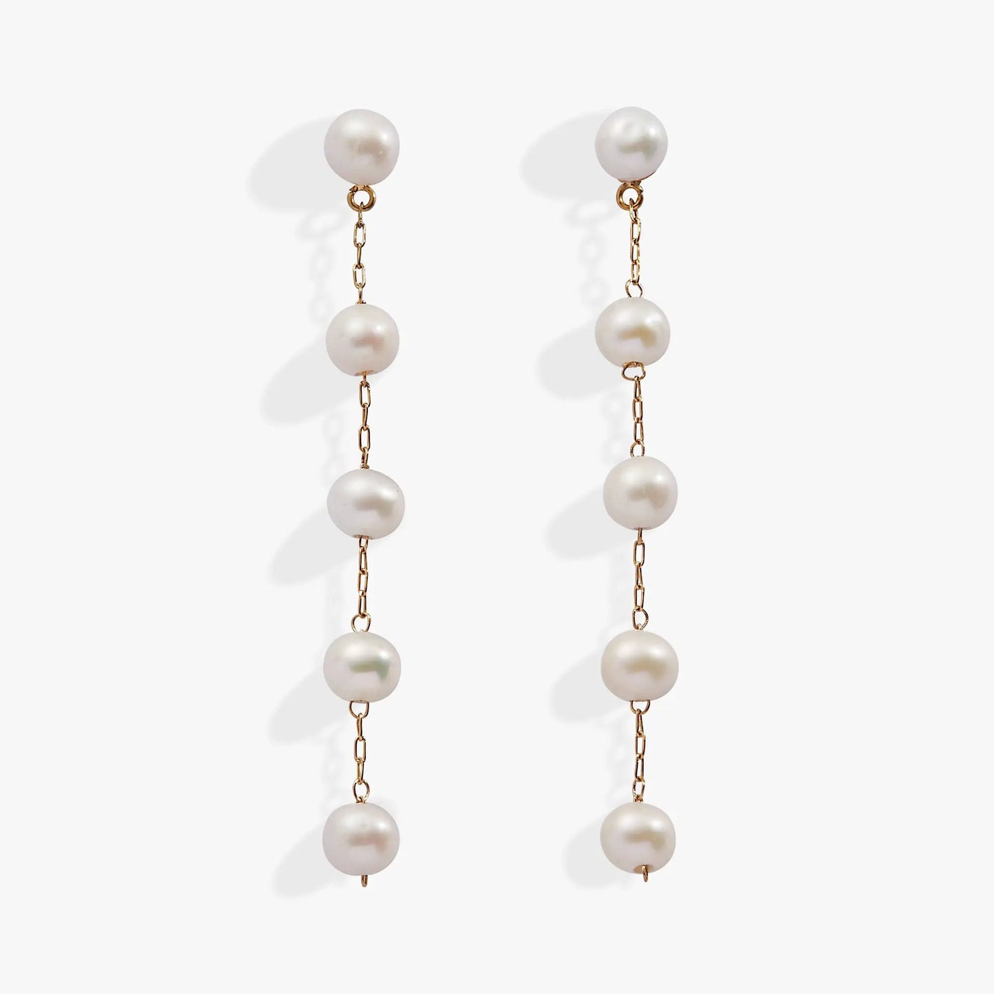 Freshwater Pearl Drop Earrings With Gold Chain