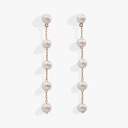Freshwater Pearl Drop Earrings With Gold Chain