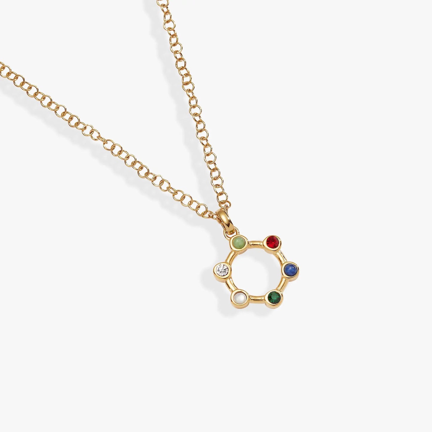 Friend Hidden Message Acrostic Necklace gold-tone chain with color gemstone circular pendant on Tampa Home & Garden Store