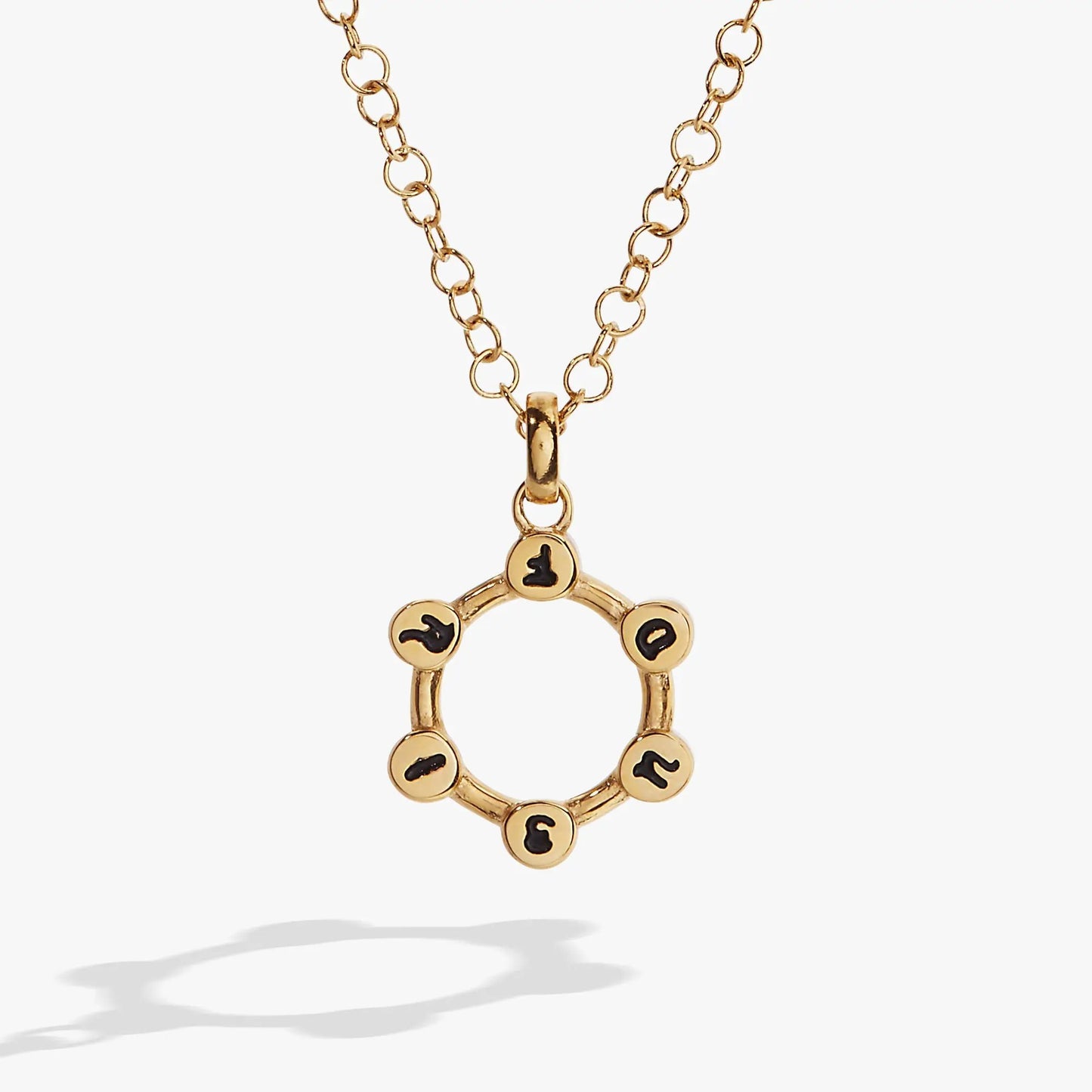 Gold-tone Alex and Ani Friend Hidden Message Acrostic Necklace with circular-link chain pendant on Tampa Home & Garden Store