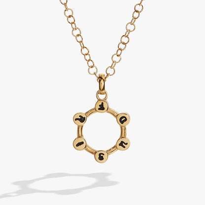 Gold-tone Alex and Ani Friend Hidden Message Acrostic Necklace with circular-link chain pendant on Tampa Home & Garden Store