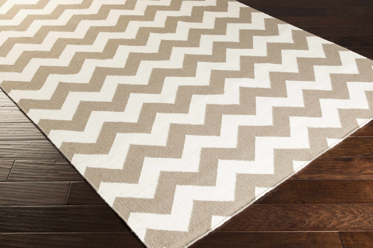 Fairlawn Area Rug beige and white chevron pattern by Boutique Rugs on Tampa Home & Garden Store