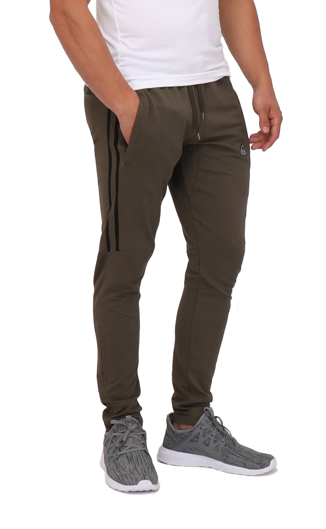 Ultimate Flex Jogger Sweatpants olive with black side stripes SCR Sportswear activewear on Tampa Home & Garden Store