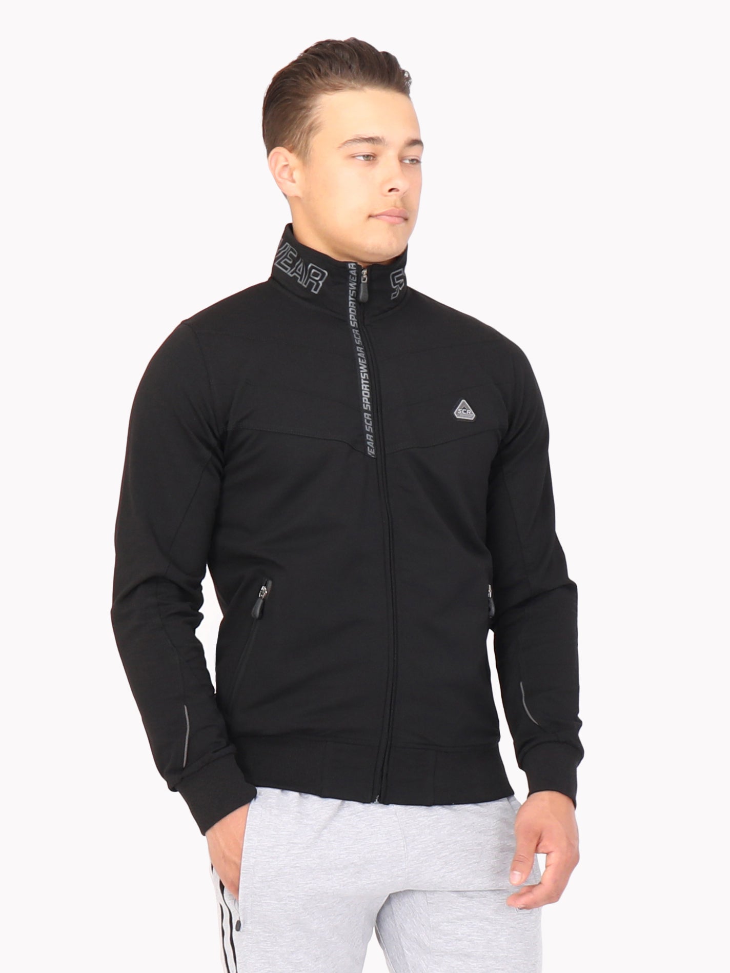Full Zip Cotton Blend Sweatshirt For Men