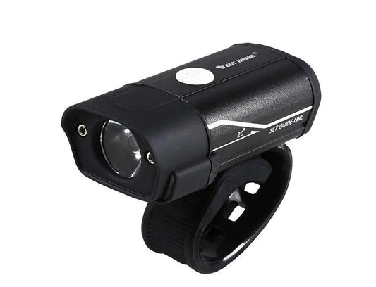 Stevvex front bicycle light USB rechargeable LED headlight, black waterproof with strap on Tampa Home & Garden Store